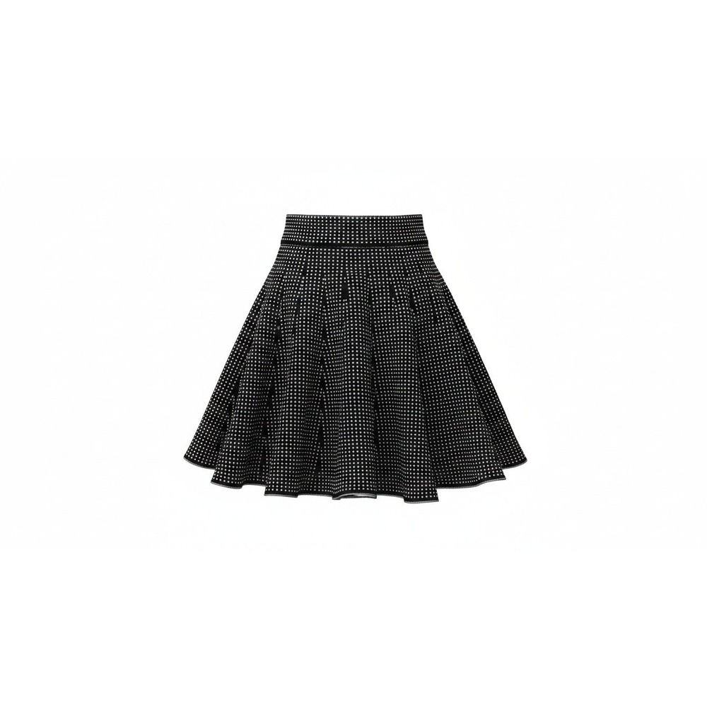 Max Edition Skater Skirt Womens M/L Black White Geometric Knit Flare 5703410